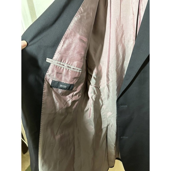 Hugo Boss Black Blazer Men's Sz 44L Virgin Wool Sport Coat Formal suit Jacket - Picture 4 of 11